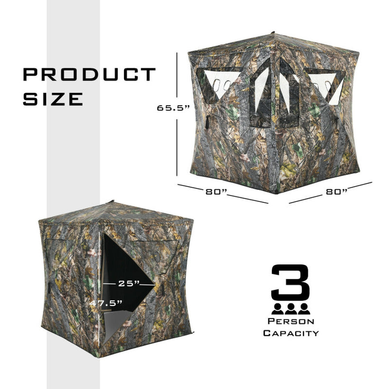 Professional title: "Portable Pop-Up Ground Tent for 3 People with Gun Ports and Carrying Bag"