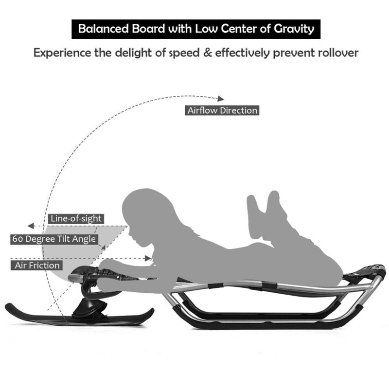 Professional title: "Snow Racer Sled with Enhanced Grip Handles and Comfortable Mesh Seat"