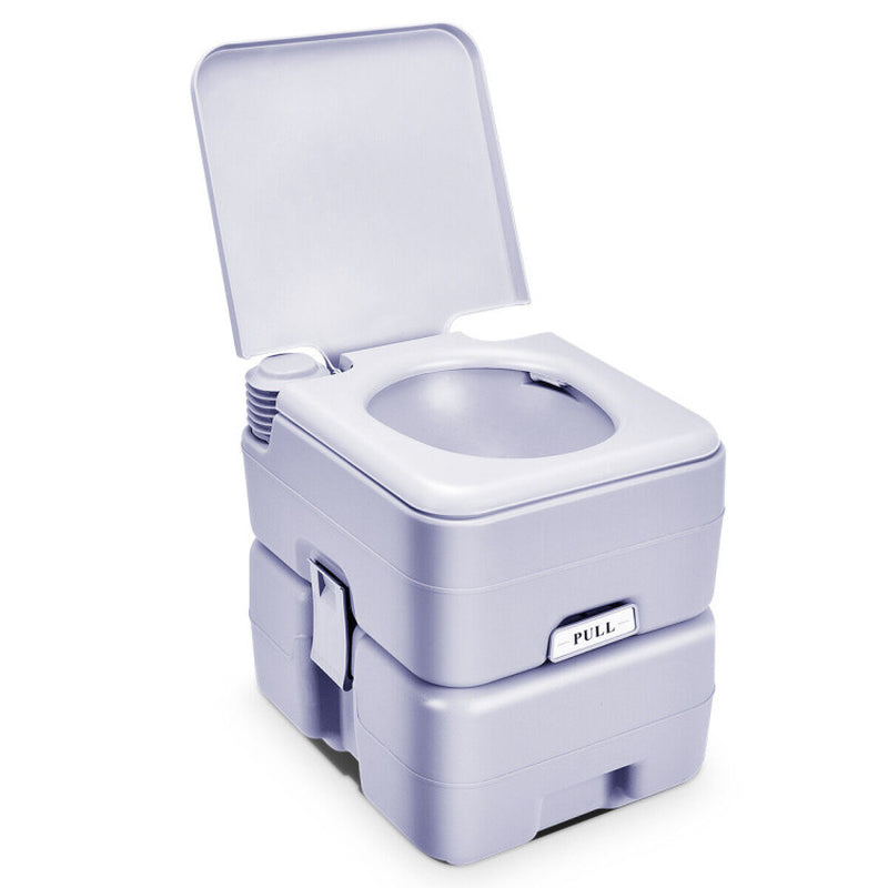 Professional title: "5.3 Gallon Portable Toilet with Waste Tank and Rotating Spout in Gray Color"