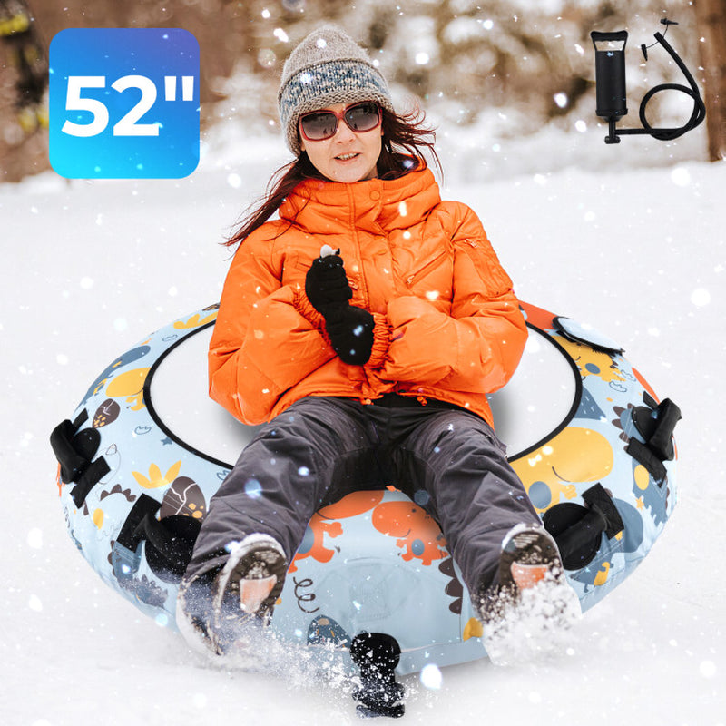 Professional title: "52-Inch Inflatable Snow Sled in Blue with Cold-Resistant and Heavy-Duty Material"