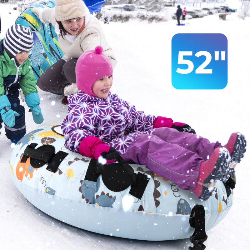 Professional title: "52-Inch Inflatable Snow Sled in Blue with Cold-Resistant and Heavy-Duty Material"