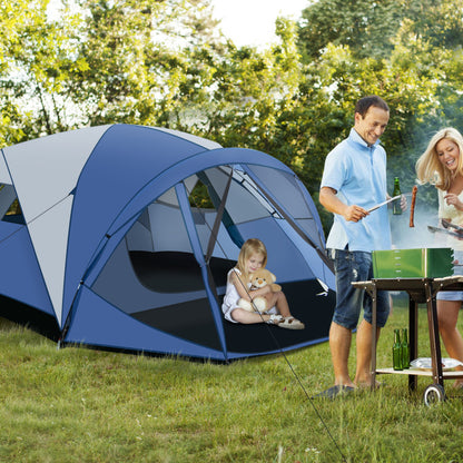 Professional title: "Spacious 6-Person Camping Dome Tent with Screen Room Porch and Detachable Rainfly"