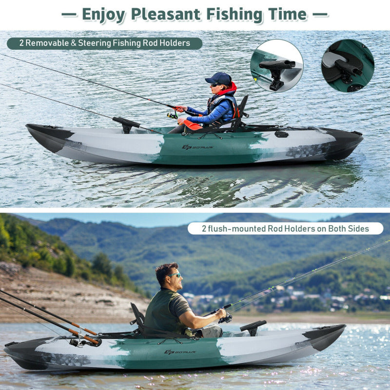 Professional title: ```Sit-On-Top Fishing Kayak Boat with Rod Holders and Paddle - Gray```