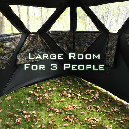 Professional title: "3-Person Portable Ground Hunting Blind with Secure Tie-Downs"