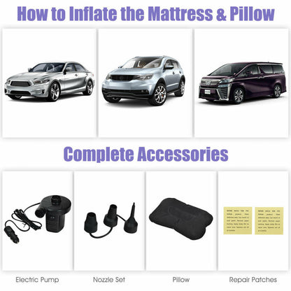 Professional title: "Premium Inflatable Backseat Flocking Mattress for Car SUV Travel with Pump"