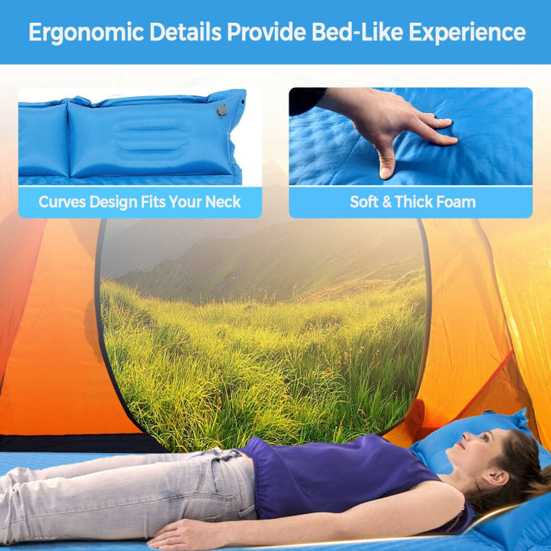 Professional title: "Self-Inflating Camping Outdoor Sleeping Mat with Pillows and Storage Bag"