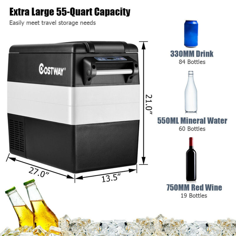 Professional rewrite: "55-Quart Portable Electric Car Refrigerator in Silver"