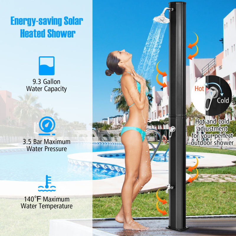 Professional title: "Adjustable Outdoor Solar Heating Shower Head with 7.2 Feet Height"