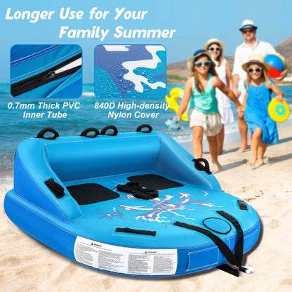 Professional title: "Blue 2-Person Inflatable Towable Tubes for Water Sports and Boating"