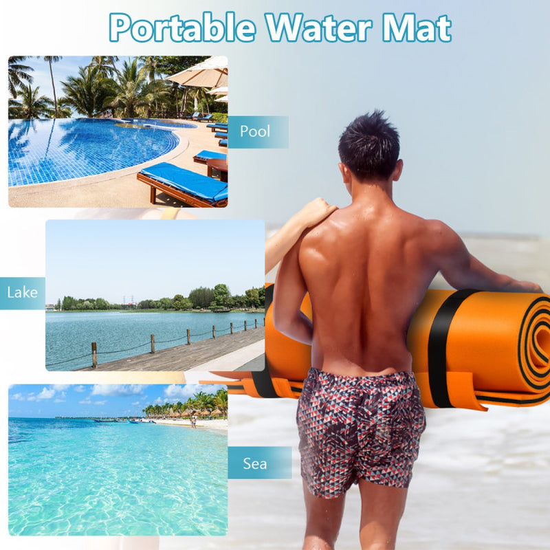 Professional title: "Orange 3-Layer Tear-Resistant Foam Floating Pad for Relaxation"