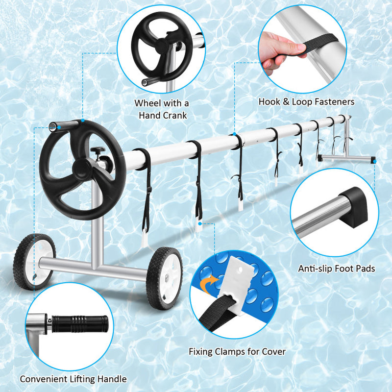 Professional title: "Aluminum In-Ground Swimming Pool Cover Reel Set for 18 Ft Solar Covers"