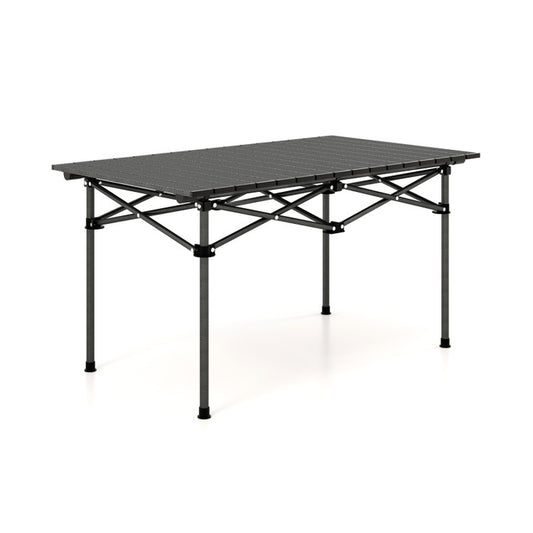 Professional title: "Portable Aluminum Camping Table for 4-6 People with Carry Bag in Black Color"