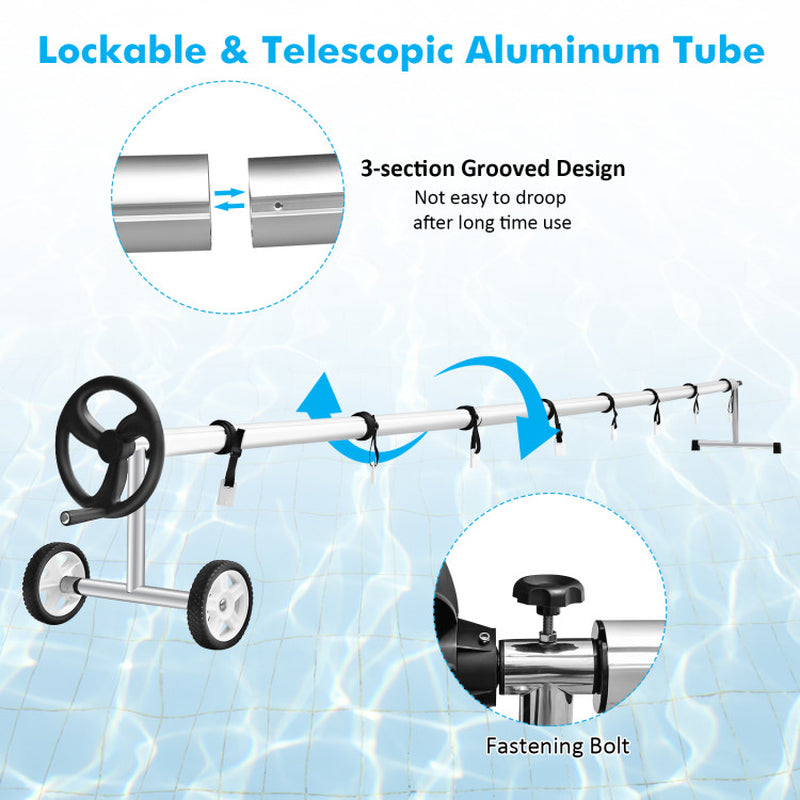 Professional title: "Aluminum In-Ground Swimming Pool Cover Reel Set for 18 Ft Solar Covers"