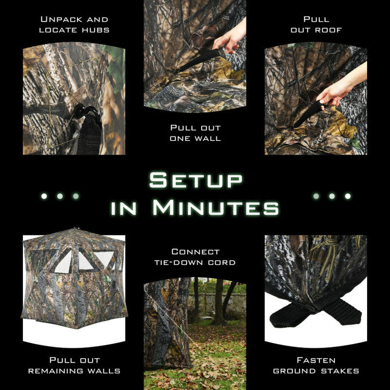 Professional title: "3-Person Portable Ground Hunting Blind with Secure Tie-Downs"