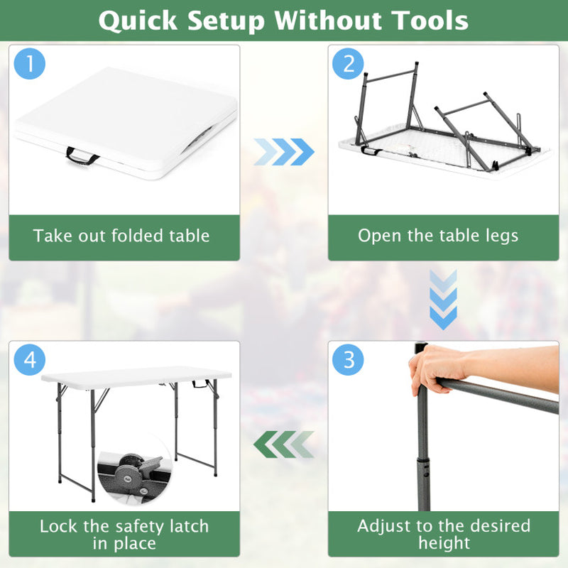 Adjustable Folding Table with 3 Height Levels