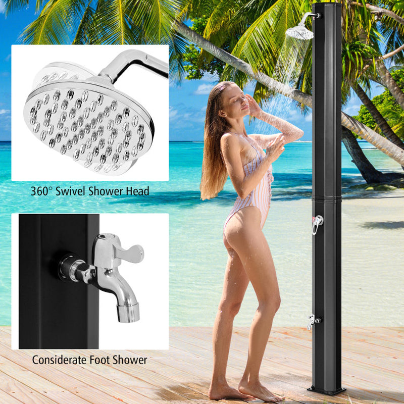 Professional title: "Adjustable Outdoor Solar Heating Shower Head with 7.2 Feet Height"