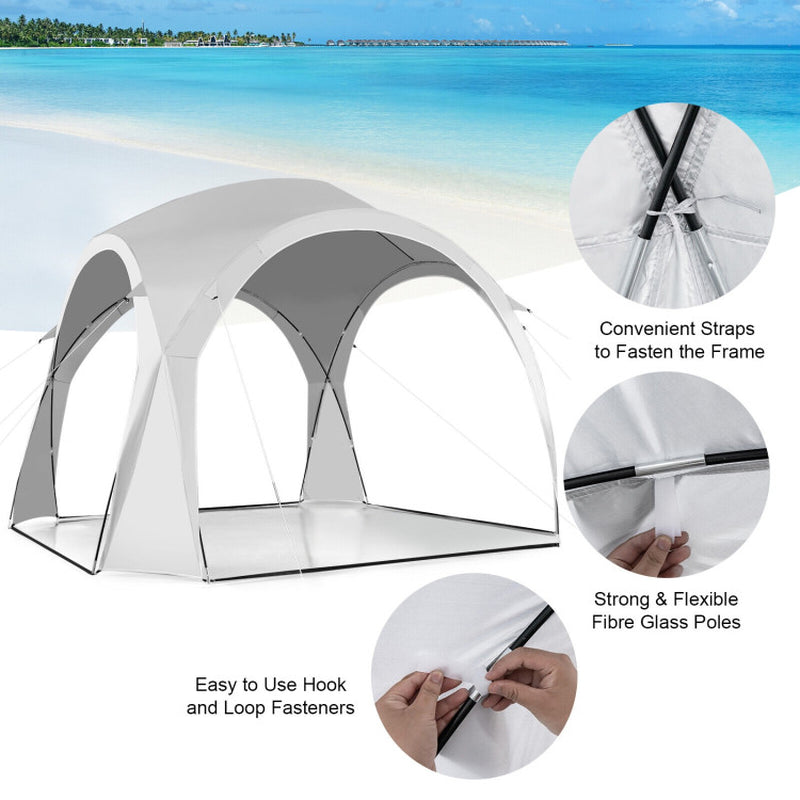 Professional title: "Portable 11 x 11 Feet Patio Sun Shade Shelter Canopy Tent with UPF 50+ Protection for Outdoor Beach Activities - White"