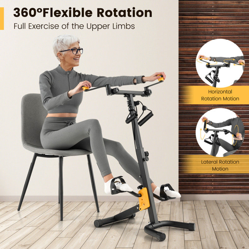 Folding Pedal Exercise Bike with Adjustable Resistance-Yellow