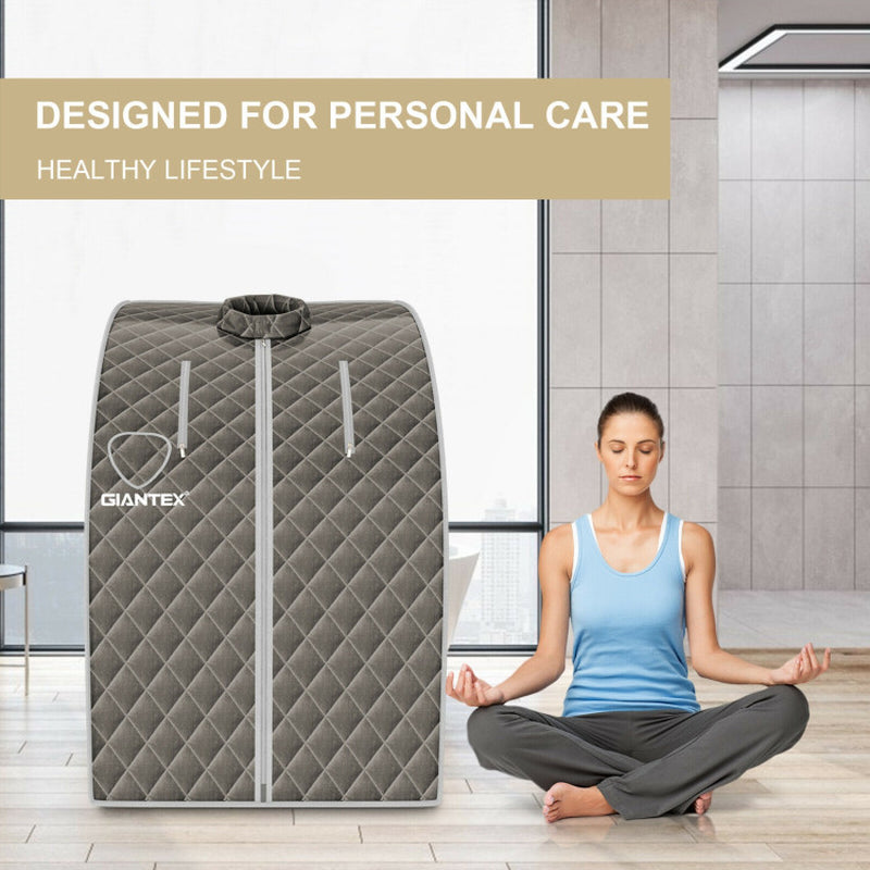 Portable Personal Steam Sauna Spa with 3L Steamer Chair in Gray