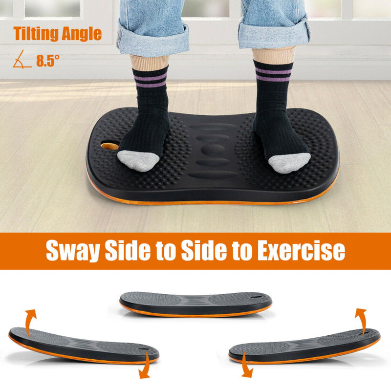 Portable Anti-Fatigue Balance Board with Raised Massage Points for Office-Black