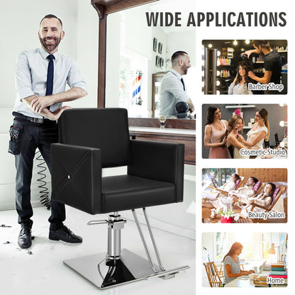 Adjustable Swivel Hydraulic Salon Chair in Black for Hair Stylists