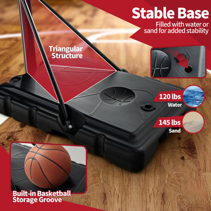 Adjustable Portable Basketball Hoop Stand with Shatterproof Backboard Wheels