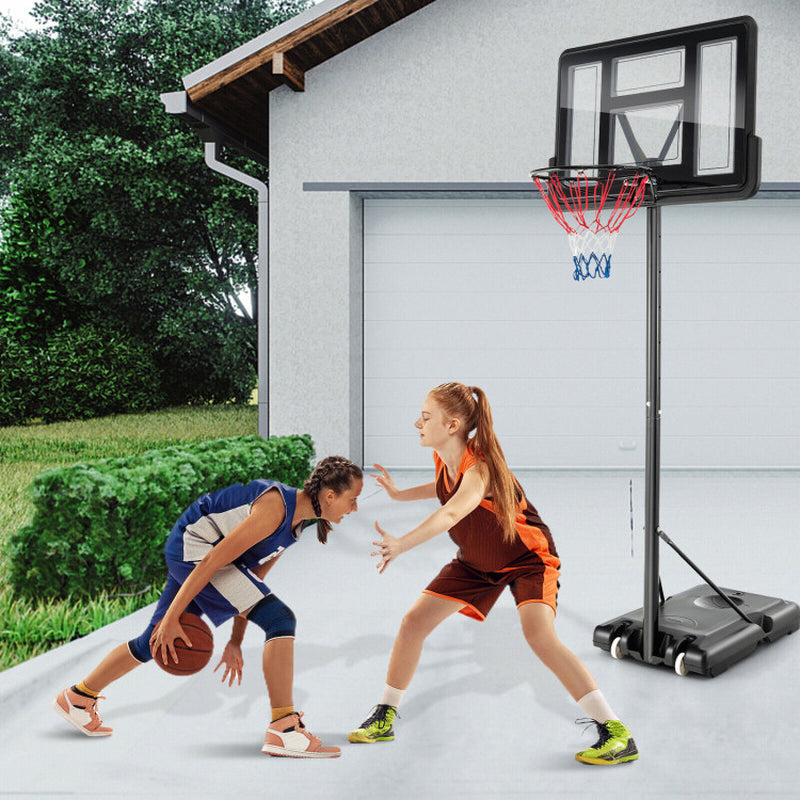 4.25-10 Feet Adjustable Basketball Hoop System with 44 Inch Backboard