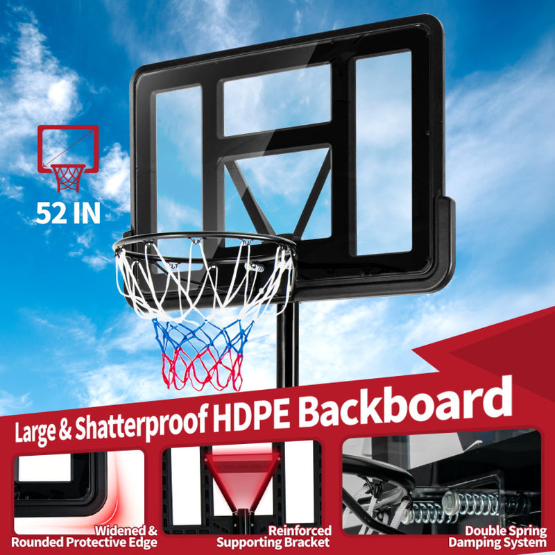 Adjustable Portable Basketball Hoop Stand with Shatterproof Backboard Wheels