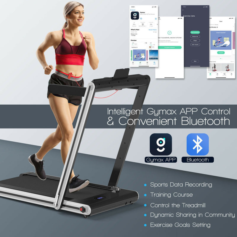 2-In-1 Folding Treadmill with Dual LED Display-Navy