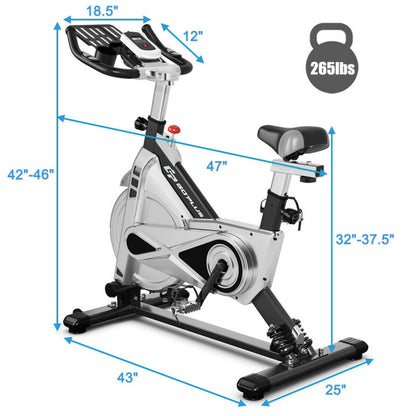 Stationary Silent Belt Adjustable Exercise Bike with Phone Holder and Electronic Display-Black