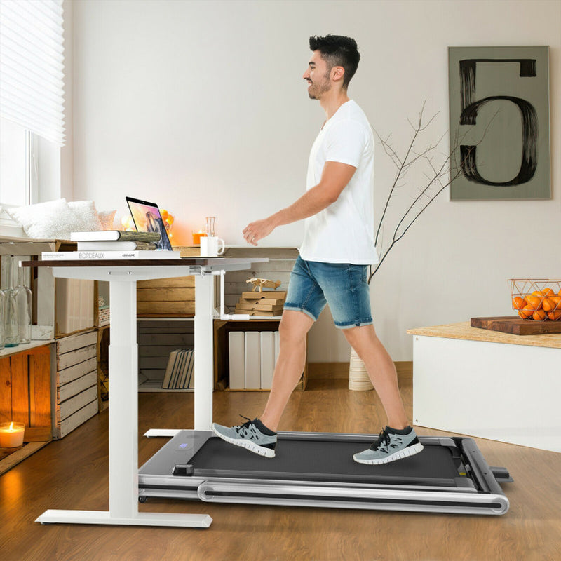 2-In-1 Folding Treadmill with Dual LED Display-Navy