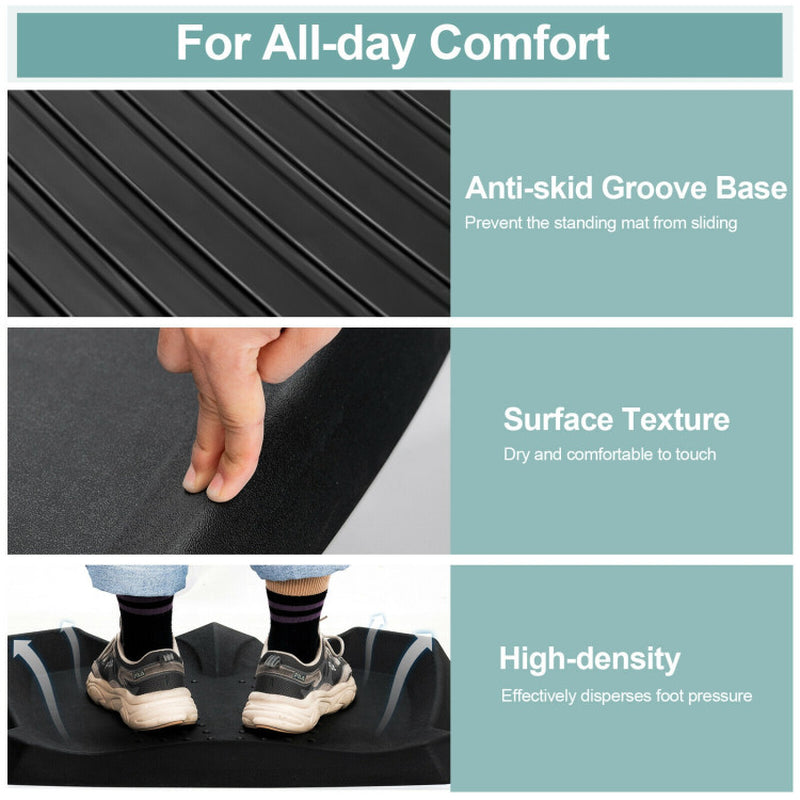 Portable Anti-Fatigue Standing Mat with Massage Points and Diverse Terrain-Black