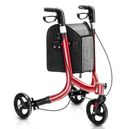 Blue 3-Wheel Rolling Walker with Adjustable Handle