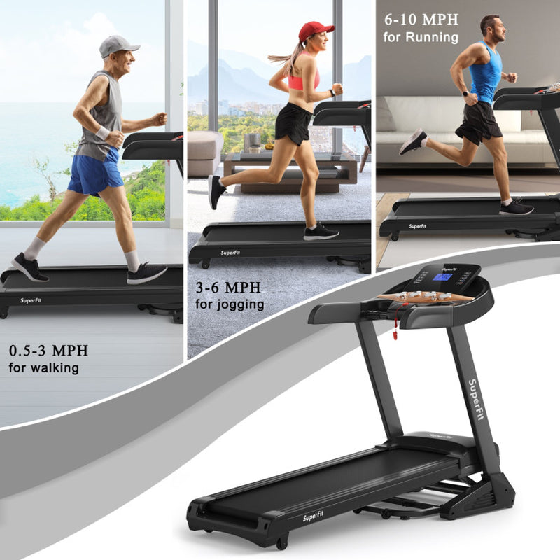 3.75HP Electric Folding Treadmill with Auto Incline 12 Program APP Control