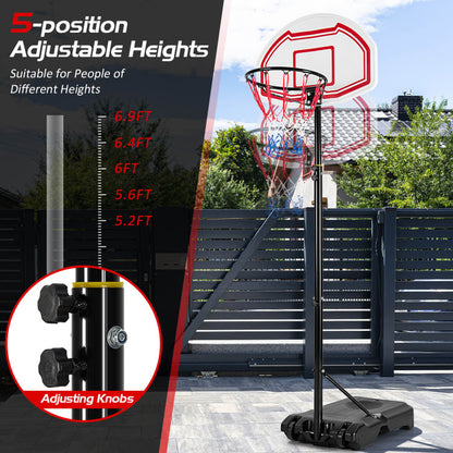 Height Adjustable Basketball Hoop with 2 Nets and Fillable Base