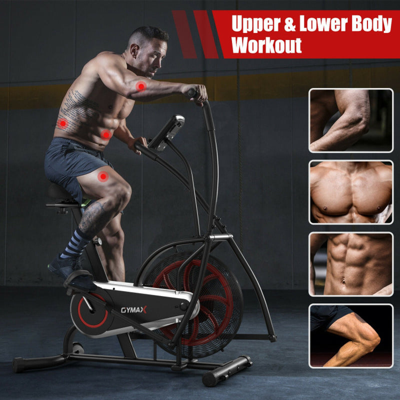 Upright Air Bike with Unlimited Resistance-Black