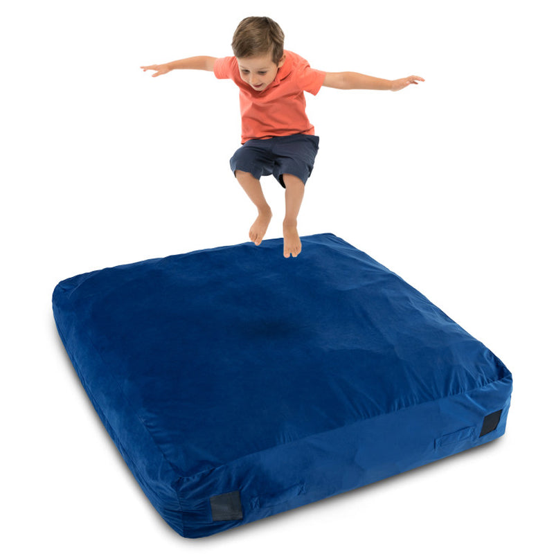 57 X 57 Inch Crash Pad Sensory Mat with Foam Blocks and Washable Velvet Cover-Black