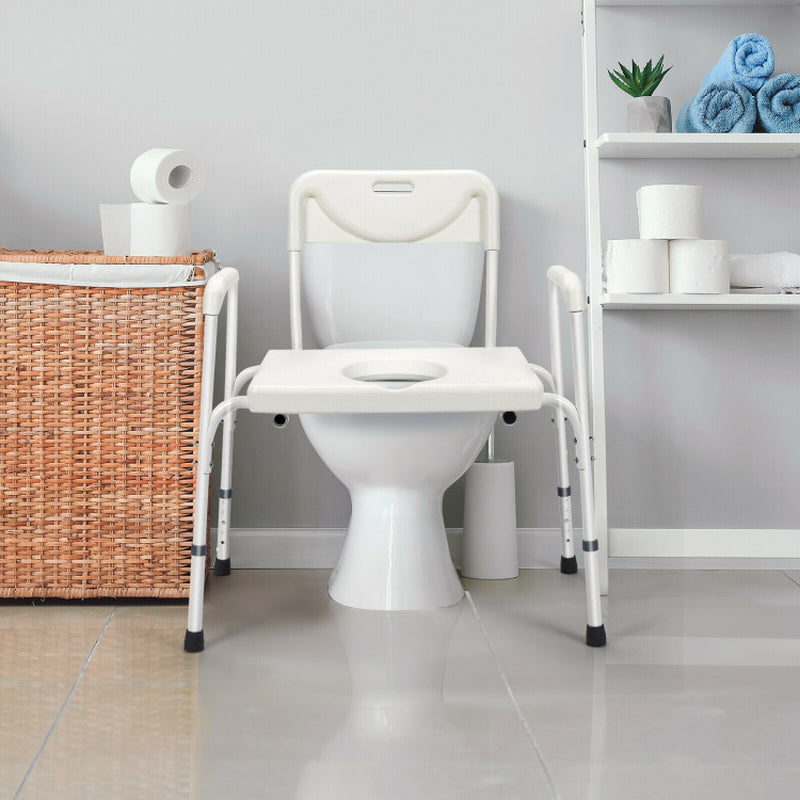 Adjustable Height 3-In-1 Bedside Commode Portable Toilet