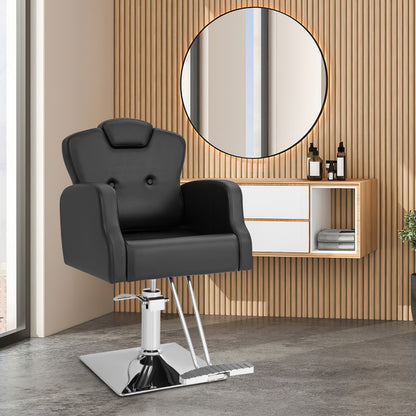 Professional Salon Chair with Full 360-Degree Swivel Function in Black