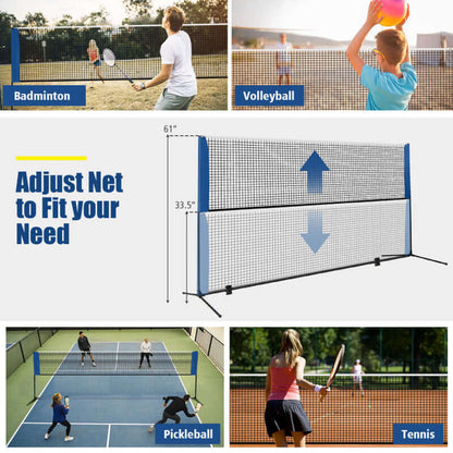 10/14 Feet Adjustable Badminton Net Stand with Portable Carry Bag