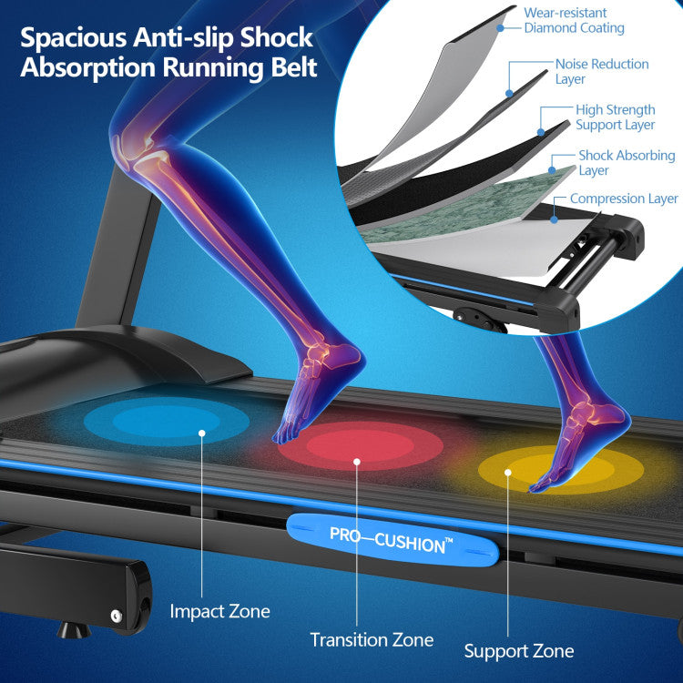 Foldable Electric Treadmill with 2.25 HP Motor and LCD Display