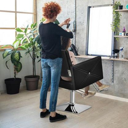 Adjustable Swivel Hydraulic Salon Chair in Black for Hair Stylists