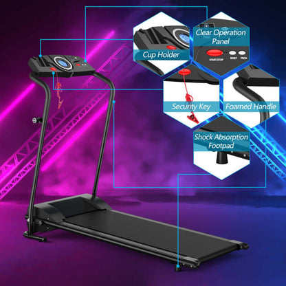 1.0 HP Electric Mobile Power Foldable Treadmill with Operation Display for Home