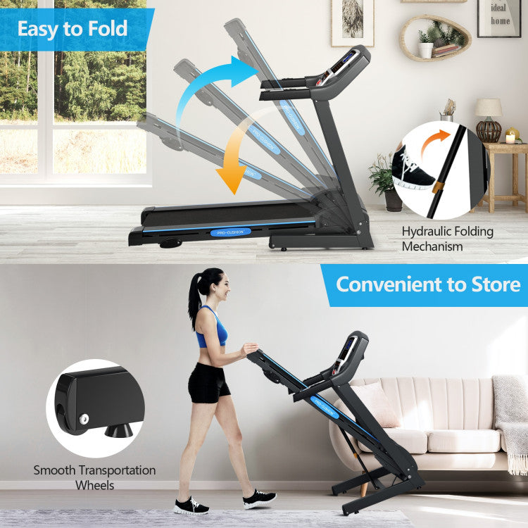 Foldable Electric Treadmill with 2.25 HP Motor and LCD Display