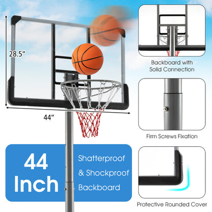 Basketball Hoop with 5.4-6.6FT Adjustable Height and 50" Backboard-Black