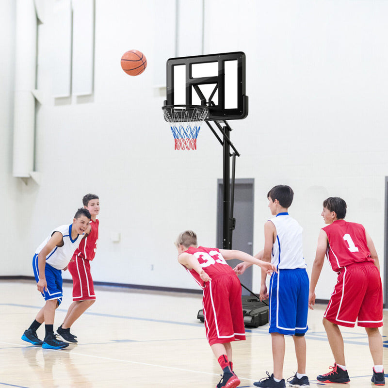 4.25-10 Feet Adjustable Basketball Hoop System with 44 Inch Backboard