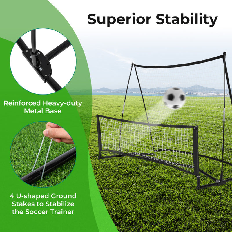 2-In-1 Portable Soccer Rebounder Net with Carrying Bag