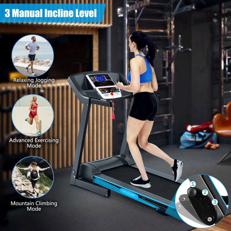 Foldable Electric Treadmill with 2.25 HP Motor and LCD Display