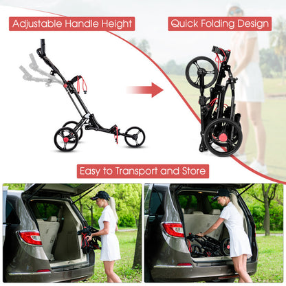 Foldable 3 Wheel Golf Pull Push Cart Trolley