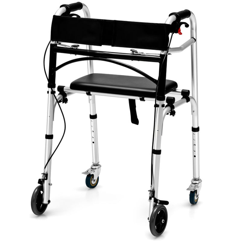 Aluminum Walker with Height Adjustment, Rolling Wheels, and Brakes